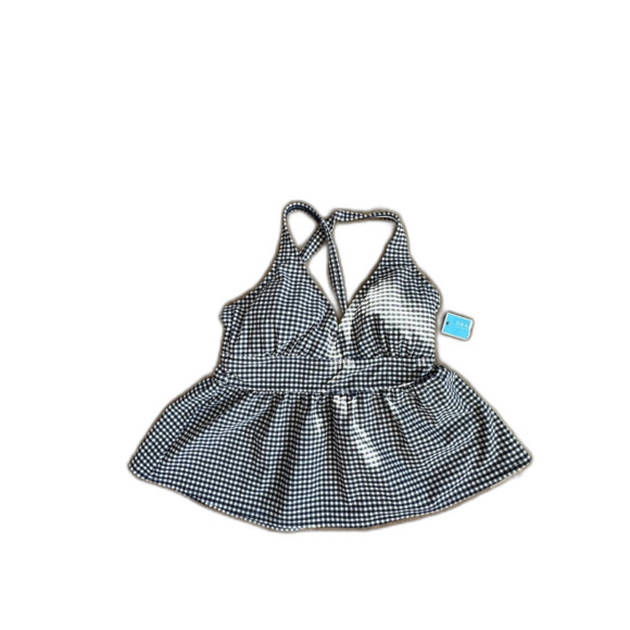 NWOT Draper James Gingham Seersucker Tie Back Peplum Tankini Top Size XL - Picture 1 of 7